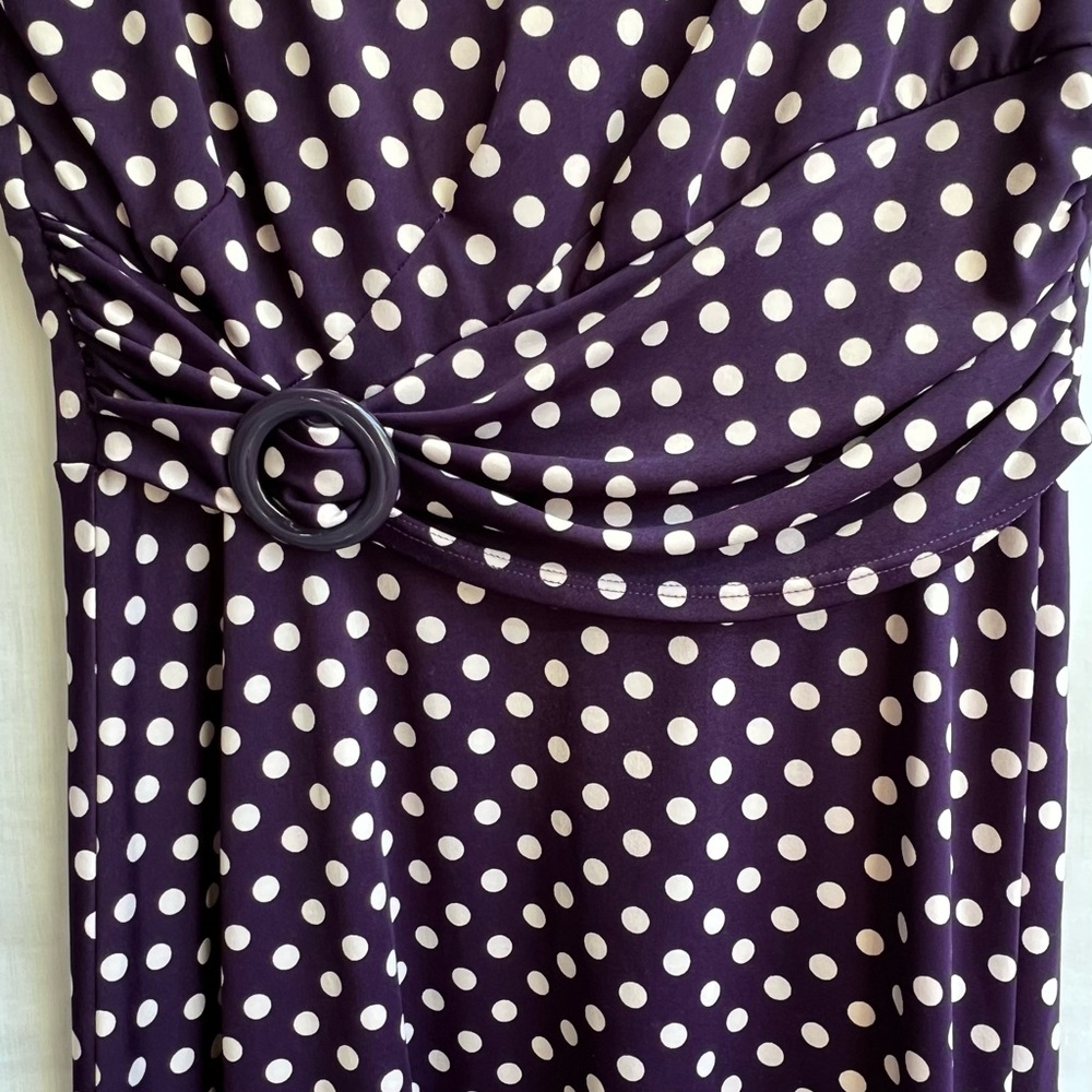**SOLD** Purple Flare Dress w/Cream Polka Dots Sz Small (runs large) - Picture 6 of 9